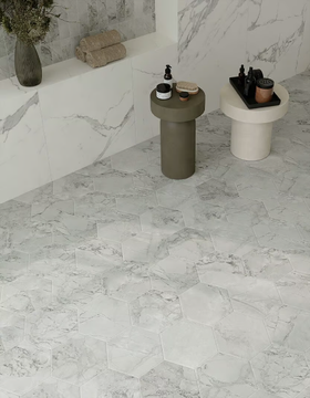 MINIATURE SCULTOREA FOAM GREY - Porcelain stoneware wall tiles with marble effect by Marca Corona - view 3